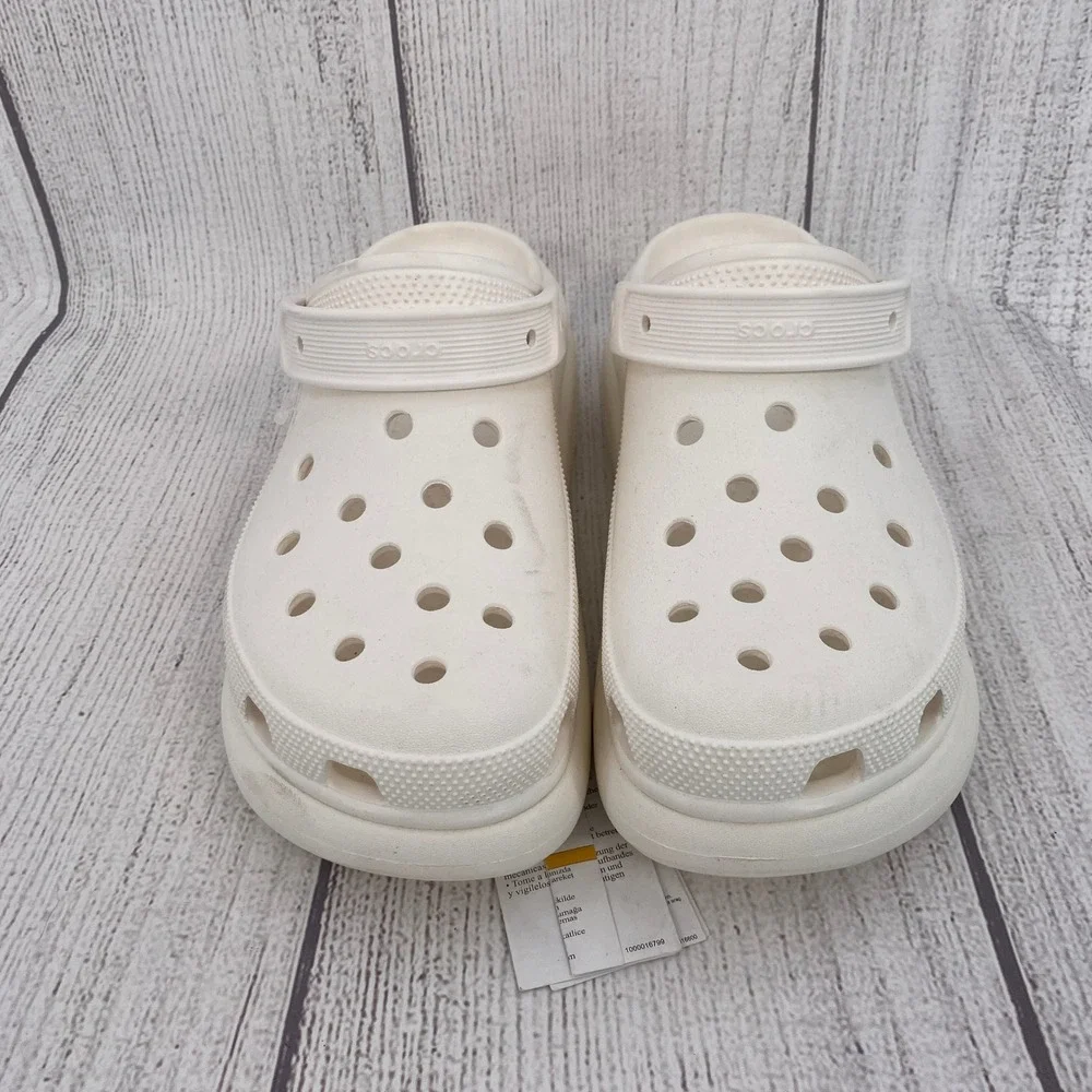 Crocs Classic Crush Clog Mens 11 Womens 13 White Platform Chunky Comfort Shoes